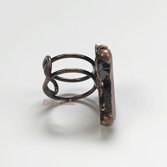 New Genuine Rose Quartz & Copper Cross Statement Ring - Picture 14 of 16